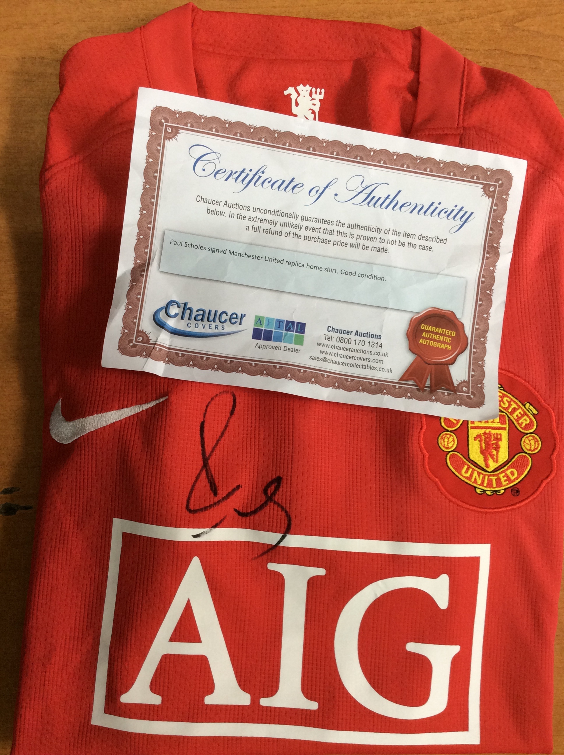 Manchester United Replica Shirt Signed By Paul Scholes With COA - Image 2 of 2