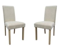 (2L) 2x Diva Dining Chairs. Grey Upholstered Seats. Solid Rubberwood Legs. (1x Leg damage & Lot Has