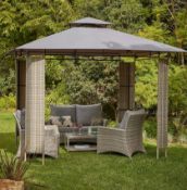 (R3) 1x Hartington Florence Collection Gazebo With Rattan Panels RRP £130. Powder Coated Steel Fra
