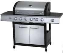 1x Texas Stardom 6 Burner Gas BBQ RRP £190. Unit Appears Unused & Re-Packaged Into Box.