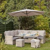 1x Hartington Florence Collection Toughened Glass Rattan Table. (H68x W80x D80cm). Box Contains Ta