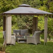 (1A) 1x Hartington Florence Collection Gazebo With Rattan Panels RRP £260. Powder Coated Steel Fra