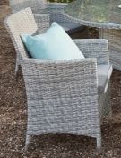 (R15) 2x Hartington Florence Rattan Dining Chairs & 2x Cushions. Both Units Appear Clean, As New. (