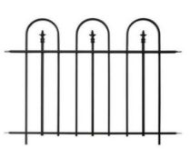 (4K) 9x Triple Arch Finial Fence Section Black (H91x W121cm). All Units Appears As New.
