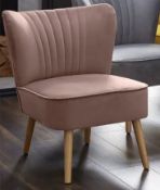 (2O) 1x Occasional Chair Blush. Velvet Fabric, Rubberwood Legs. (H72x W60x D70cm). Unit Appears A