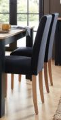 (2N) 2x Marcy Dining Chairs Midnight. Fabric Cover, Solid Rubberwood Legs. (H96x W44.5x D54.5cm).