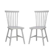 (2M) 2x Laura Spindle Back Chairs Pale Blue RRP £70. Solid Birch Wood Chairs. (H89x W46x D46cm).