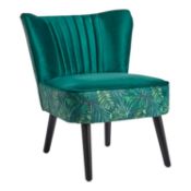 (2N) 1x Jessica Jungle Occasional Chair. Velvet Fabric, Rubberwood Legs. (H72x W60x D70cm). Unit