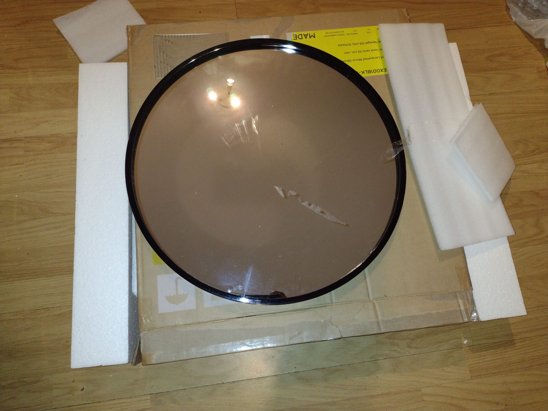 Bex Round Lacquered Mirror 55cm, Black (RRP £59) - Image 2 of 4