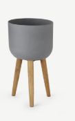 Allo Large Poly Resin Plant Pot - Concrete Grey