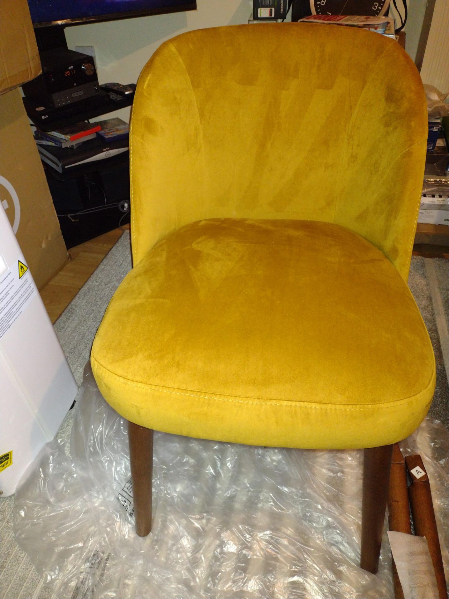 Swinton Dining Chairs, Saffron Yellow Velvet and Dark Stain (Set of 2) - Image 3 of 3