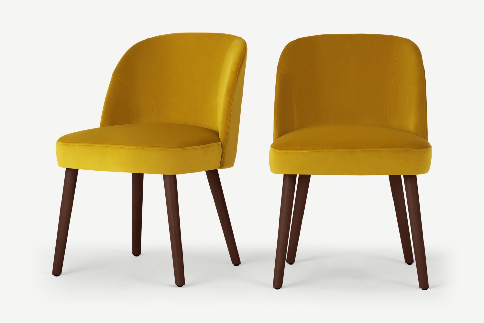 Swinton Dining Chairs, Saffron Yellow Velvet and Dark Stain (Set of 2)