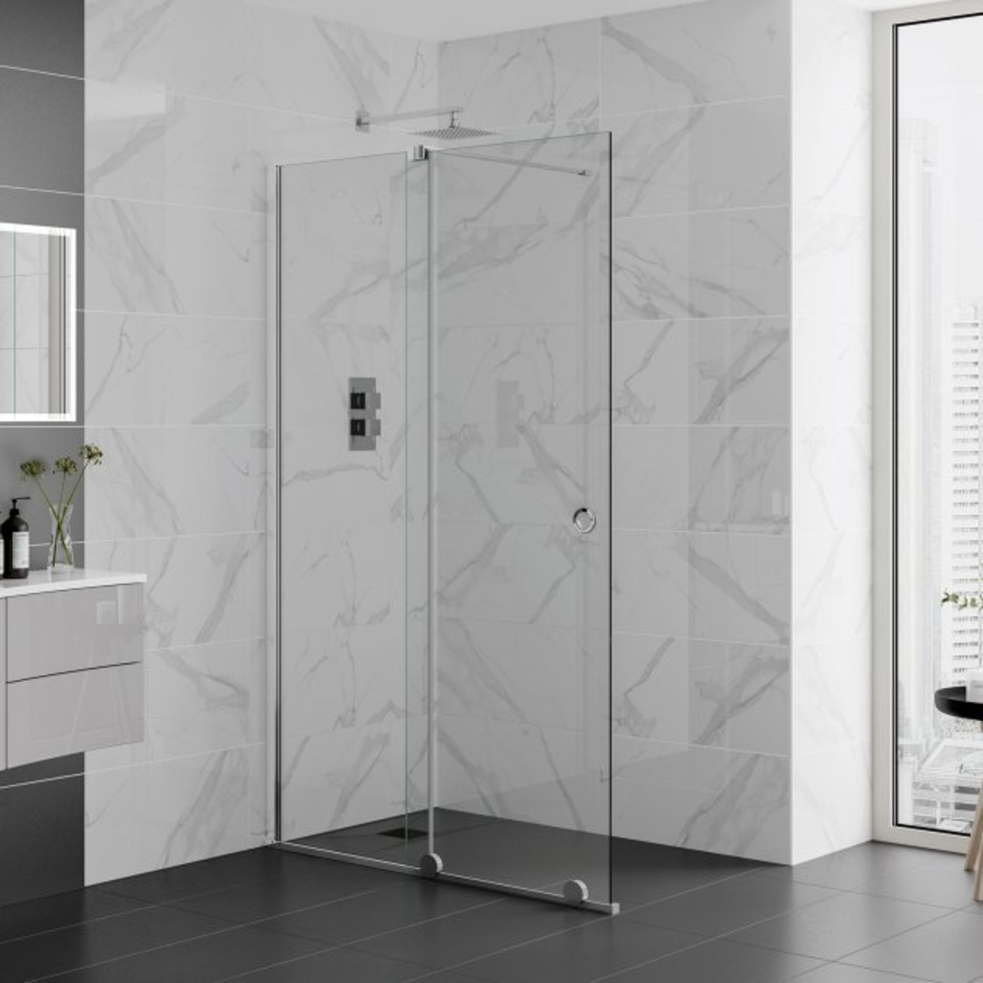 CAVALIER Aquadart Rolla 8 Sliding Shower Door - 8mm Glass - 1200mm Wide - Polished Silver Profile