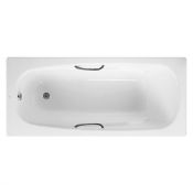 Roca Carla Single Ended Steel Bath With Anti-Slip and Grip Holes - 1500mm x 700mm - 2 Tap Hole -