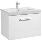 Roca Prisma 1 Drawer Wall Hung Vanity Unit - 600mm Wide -White