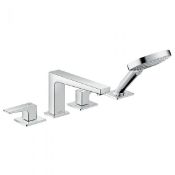 Hansgrohe Hansgrohe Metropol 4 Hole Rim Mounted Bath Shower Mixer Tap - Chrome