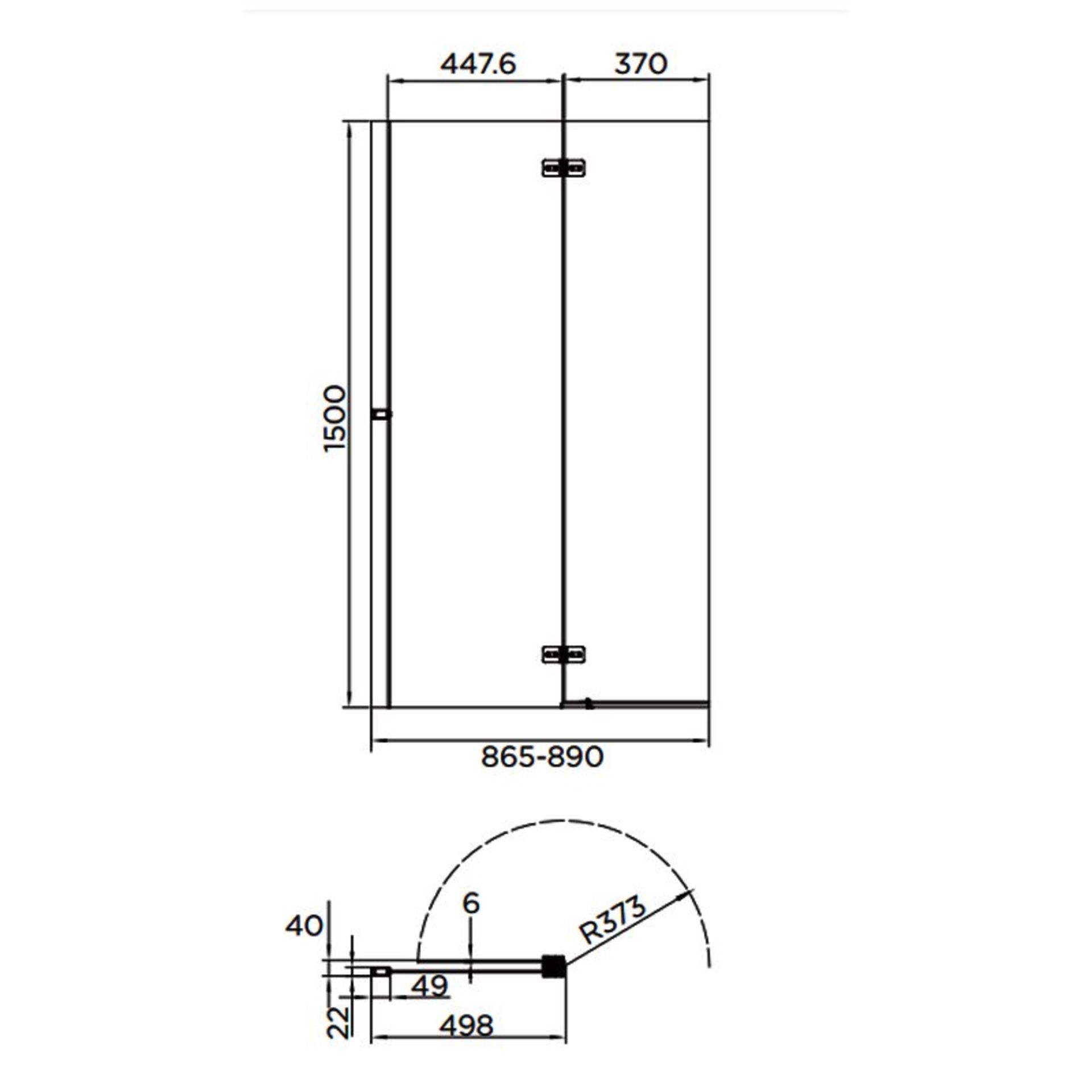 CAVALIER Aquadart Venturi 6 Hinged Bath Screen -1500mm x 900mm - 6mm Glass - Left Handed - Silver Fr - Image 3 of 4