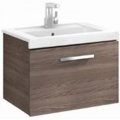 Roca Prisma 1 Drawer Wall Hung Vanity Unit - 600mm Wide - Grey