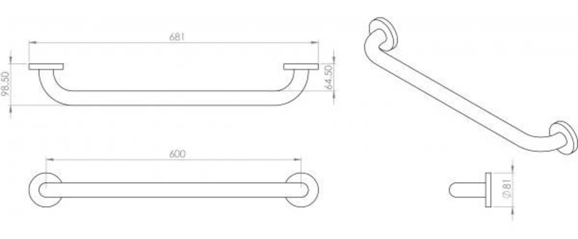 Crosswater Crosswater Straight Grab Bar - 600mm Wide - Chrome - Image 2 of 2