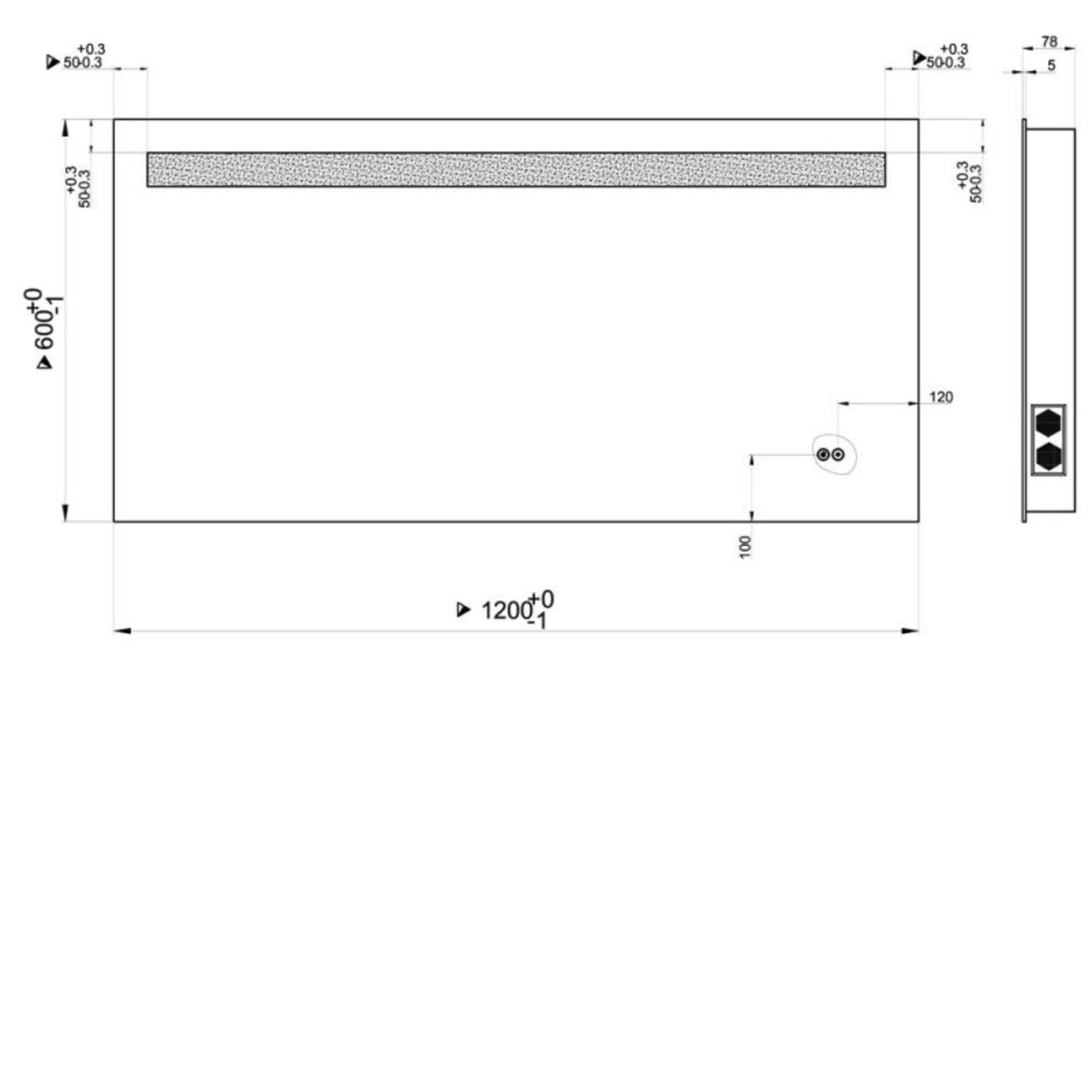 CASSELLIE Cassellie LED Touch Sensor Back-Lit Bathroom Mirror with Bluetooth - 600mm x 1200mm - Image 2 of 2