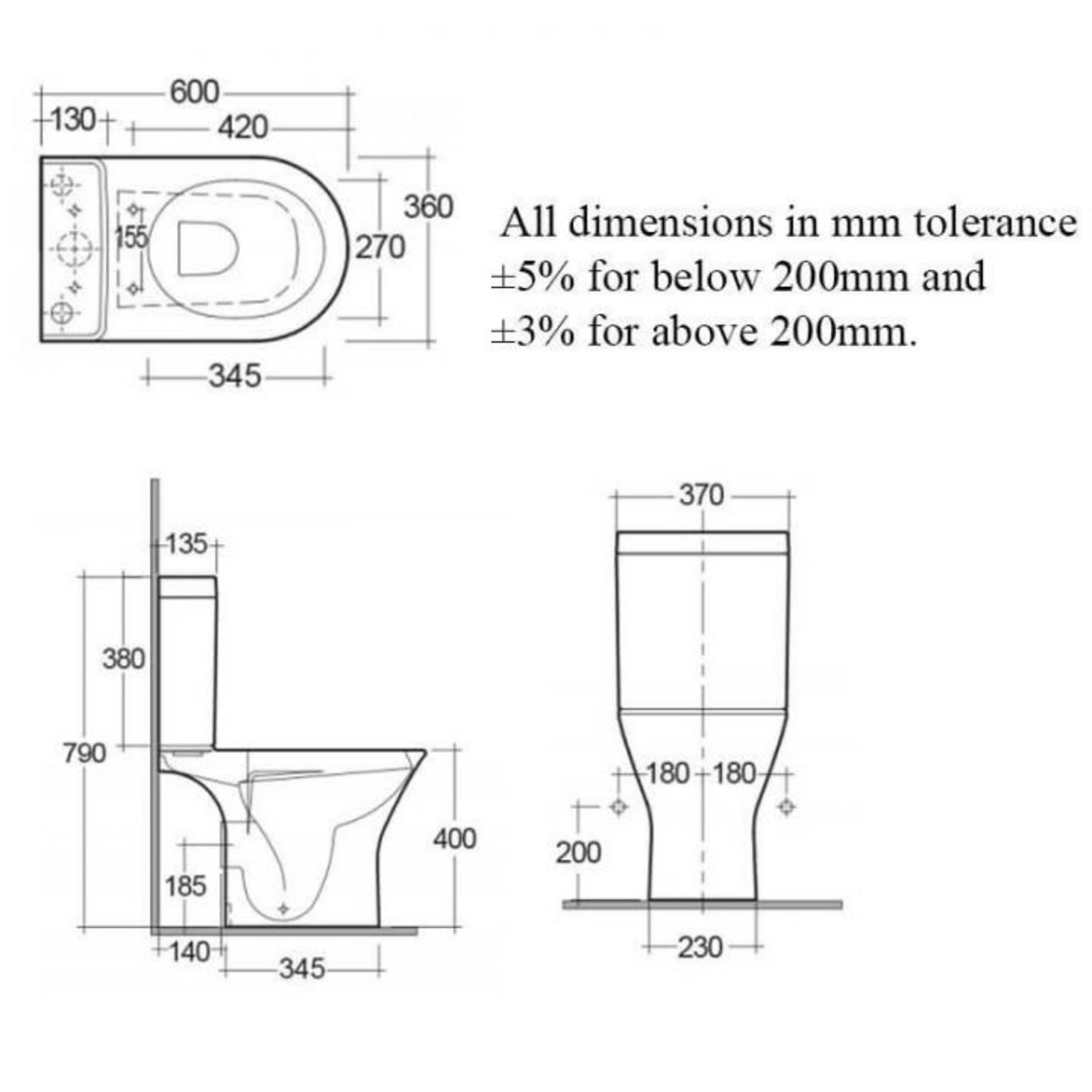 Rak Ceramics RAK Resort Close Coupled Toilet With Cistern And Soft Close Seat - White - Image 2 of 2