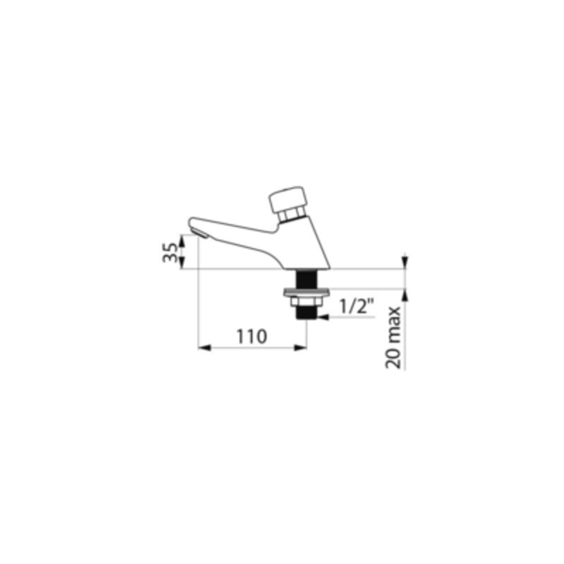 DELABIE TEMPOSTOP DECK-MOUNTED PUSH TIME-FLOW TAP - Image 3 of 3