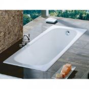 Roca Contesa Single Ended Steel Bath With Anti-Slip - 1600mm x 700mm - 2 Tap Hole - White