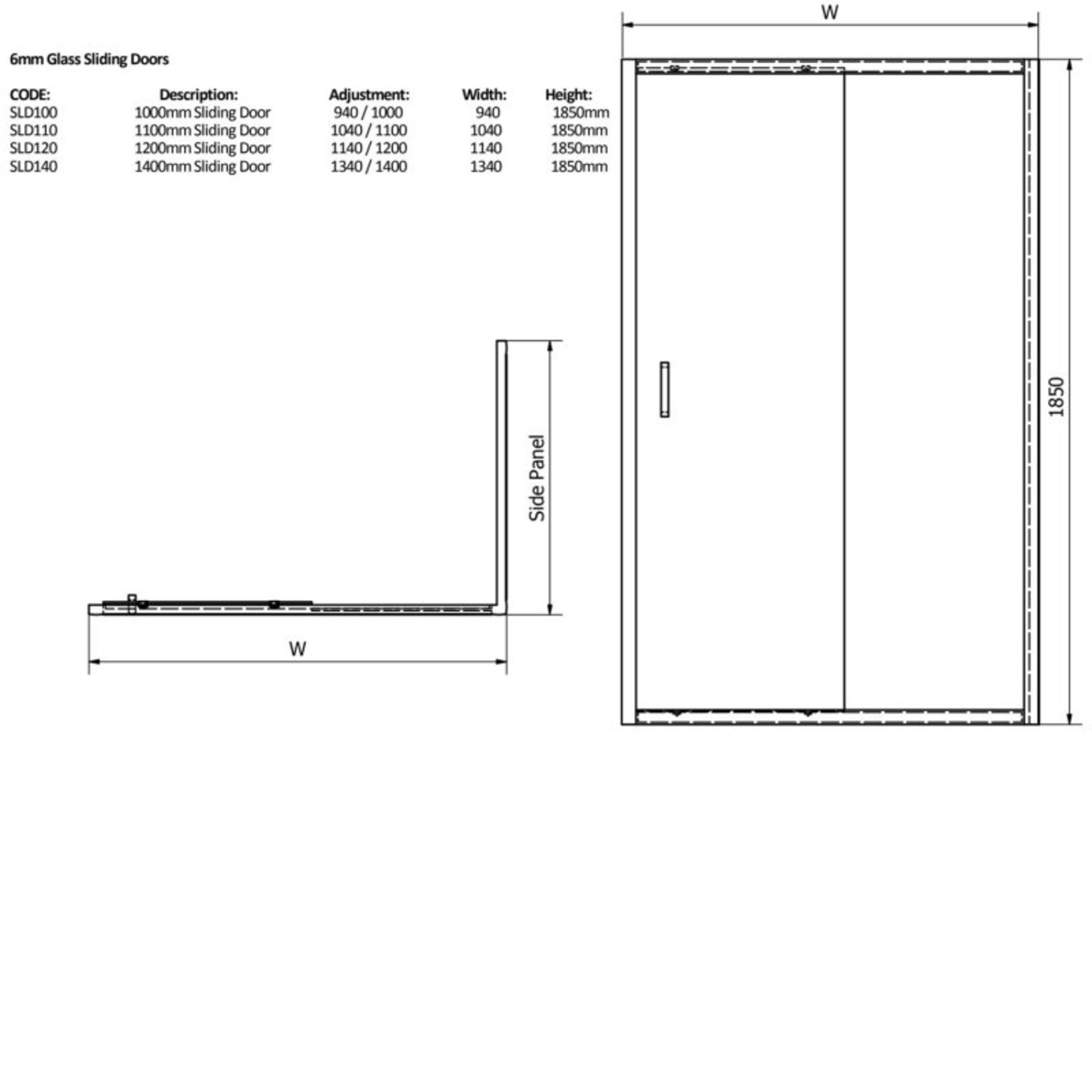 CASSELLIE Cassellie Seis Sliding Shower Door - 1000mm Wide - 6mm Glass - Image 2 of 2