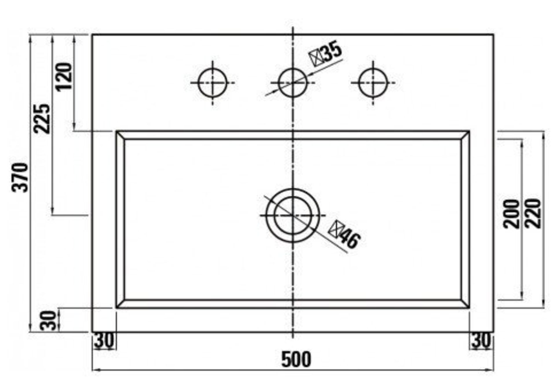 Saneux Saneux Matteo Wall Hung Basin - No Tap Hole - 500mm Wide - Matt White - Image 3 of 3