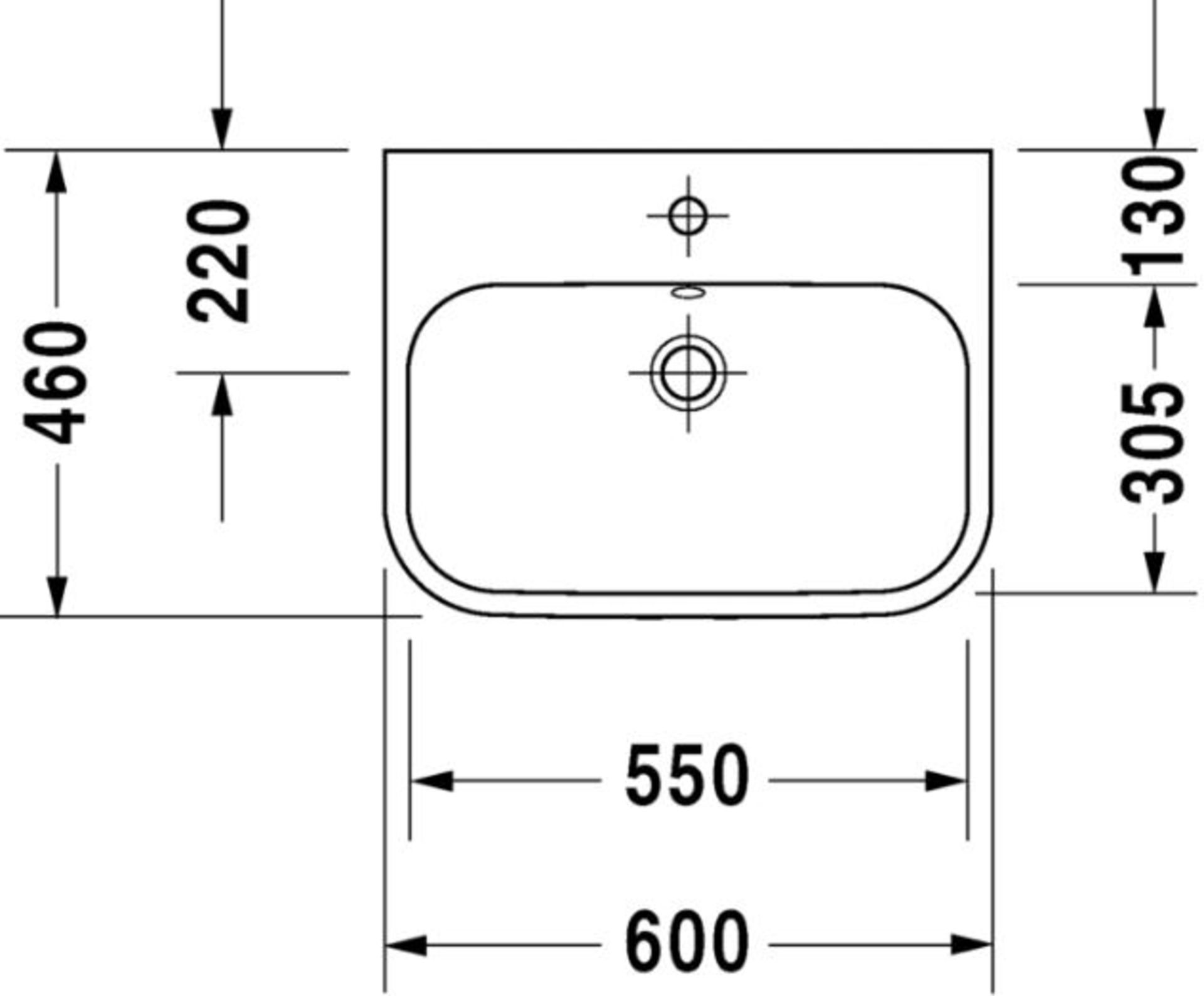 Duravit Happy D.2 Above Counter Ground 1 Taphole Basin 600 x 460mm - Image 2 of 2