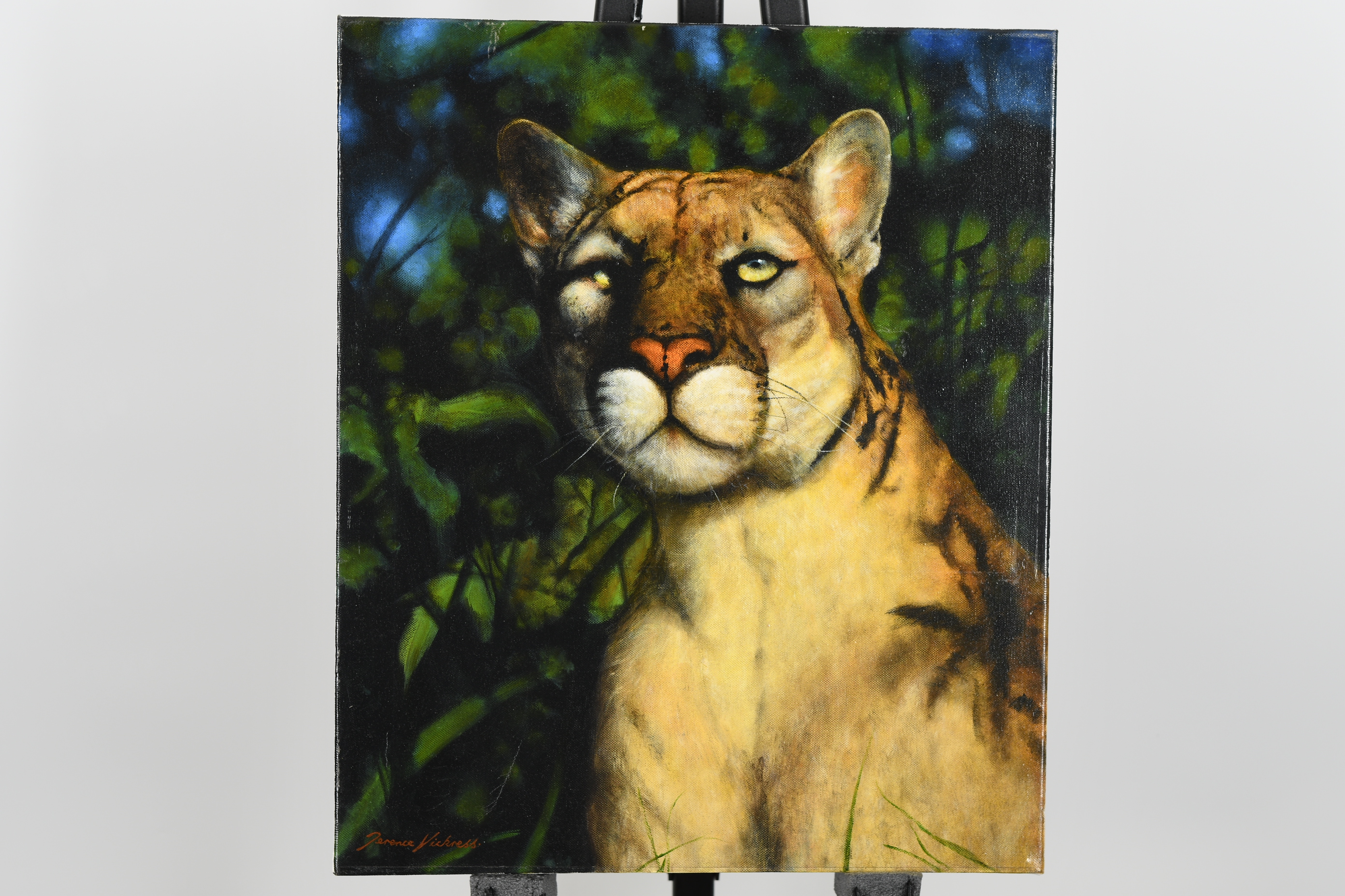 Mountain Lion Painting by English Artist Terence Vickress