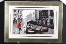 Tony Rome Original Painting Gondolas on Venetian Canal