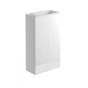New (G74) Bello V2 500mm 2 Door Floor Standing Cloakroom Vanity Unit White. RRP £391.14. Durab...