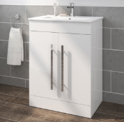 NEW BOXED 600mm Trent Gloss White Sink Cabinet - Floor Standing. RRP £499.99.Comes complete wit...