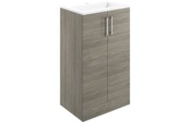 New (G44) Volta 500mm Grey Nordic Wood 2 Door Vanity Unit Including Basin. Includes: Vanity Uni...