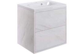 New (J74) Perla Marble 600mm 2 Drawer Wall Hung Vanity Unit. RRP £443.00. Designer, Modular Fu...