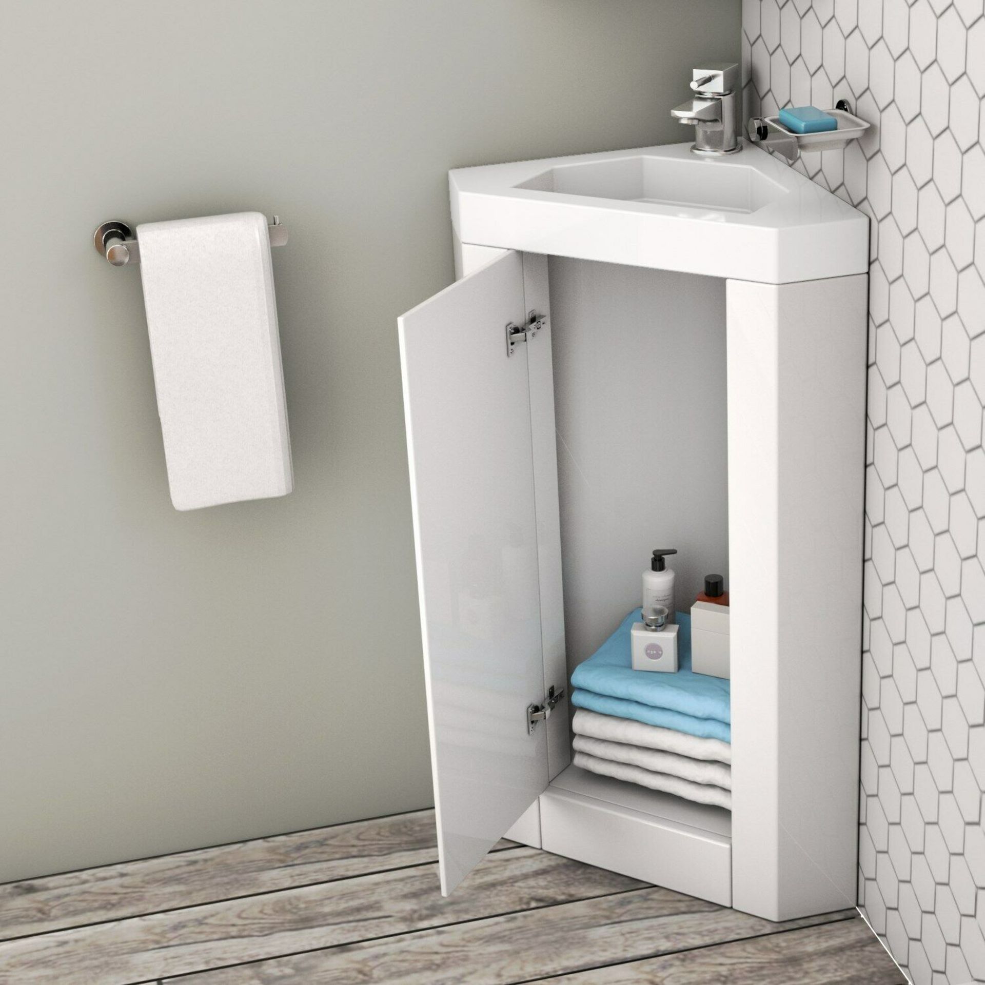 New & Boxed 400mm White Freestanding Vanity Unit With Basin - Apollo. RRP £394.99.Mv836V2.Cle... - Image 3 of 3
