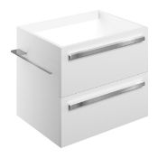 New (J25) Morina White Gloss Wall Hung Vanity Unit 600mm. Finished In White Gloss Durable 18m...