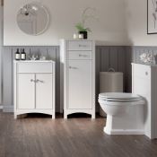 New (J57) Lucia 465mm Tall Boy Storage Unit - Satin White Ash. RRP £475.00. Soft Close Draw...