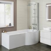 New (J7) 1700x850mm - Right Hand P-Shaped Bath. RRP £399.99. Ideal Space Saving Solution For S...