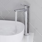 New & Boxed Cube Chrome High Rise Basin Mixer Tap. Tb8004 Perfect For Counter Top Basins, Made ...
