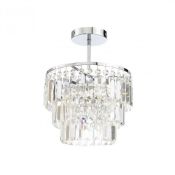 New (J80) Spa Belle 3 Light Semi Flush Ceiling Fitting In Chrome Finish With Crystals. RRP £22...