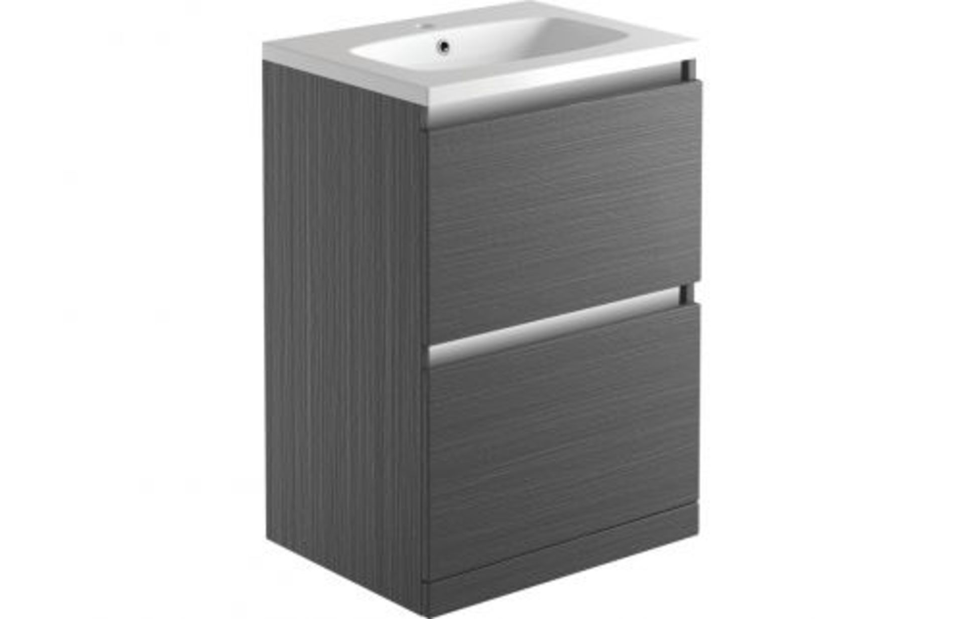 New (R56) Carino 600 mm 2 Drawer Floor Standing Vanity Unit - Graphite wood Fully Handle less... - Image 2 of 2
