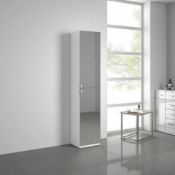 New & Boxed Matte White Mirrored Door Tall Cabinet. Mc153 RRP £424.99. Enjoy The Benefits Of...