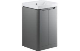 New (N38) Lambra Matt Grey 500mm 2 Door Floor Standing Cloakroom Vanity Unit. £327.99. Modern,...