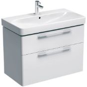 New Geberit Smyle 900mm Vanity Unit Two Drawers White. RRP £550.00. This Vanity Unit Effortles...