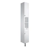 New (J58) Benita 300mm 2 Door Tall Unit - Satin White Ash. RRP £435.00. Soft Closing Doors &...