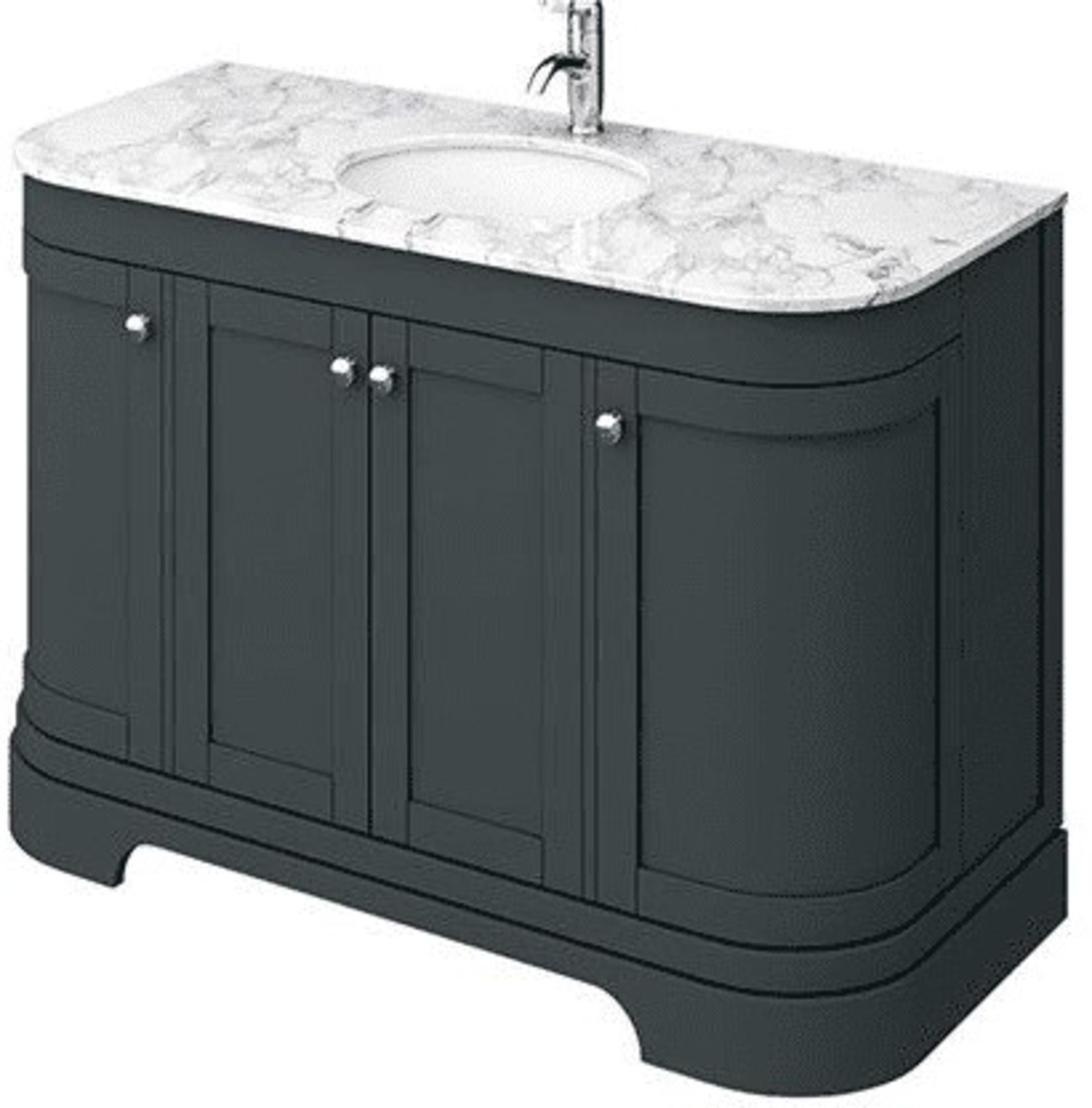New & Boxed 1200 mm York Charcoal Marble Top Vanity Unit - 1200 mm. RRP £3,499.