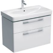 New Geberit Smyle 900mm Vanity Unit Two Drawers White. RRP £550.00. This Vanity Unit Effortl...