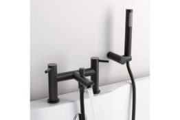 New & Boxed Matte Black Bath Shower Mixer Tap Iker. RRP £479.99.Tb3020. Contemporary Urban M...